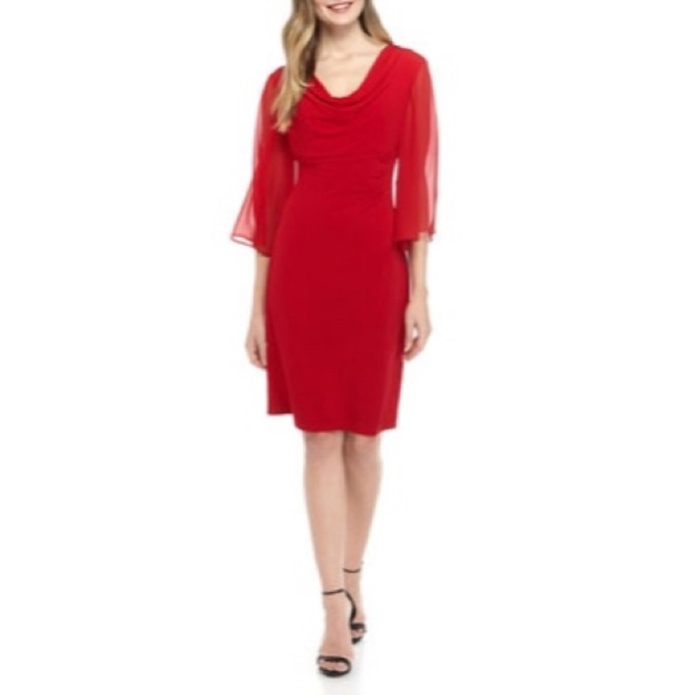 🆕 Cowl Neck Chiffon Flutter Sleeve Dress